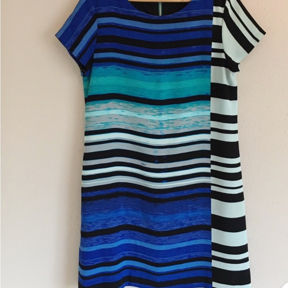 Ivanka Trump Blue Striped Blue and Black Dress